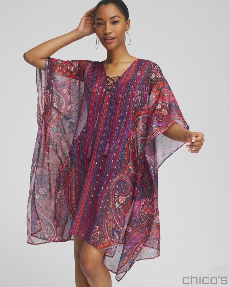 Chico's Miraclesuit Dynasty Caftan Cover up Swim Multi | 837-DEZFGI