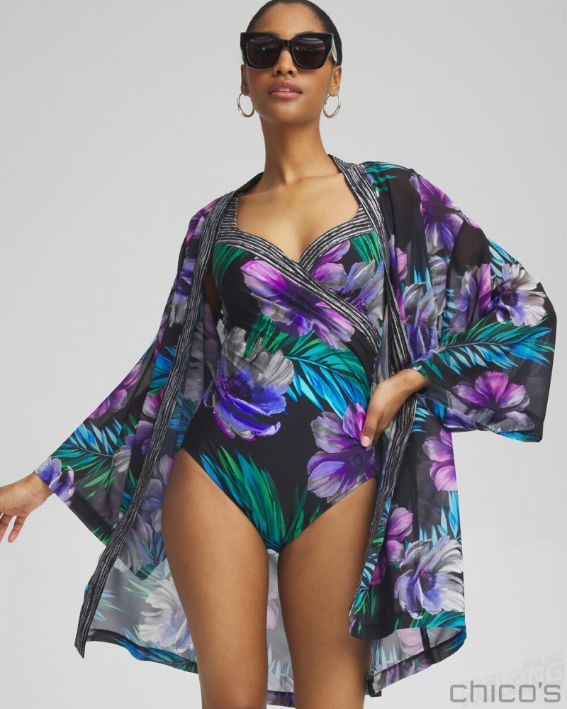 Chico's Miraclesuit Flora Aura It's A Wrap Swimsuit Swim Multi | 174-TZGPMW