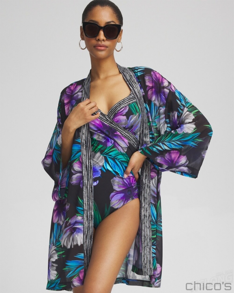 Chico's Miraclesuit Flora Aura Kimono Swim Multi | 982-PHBNWE