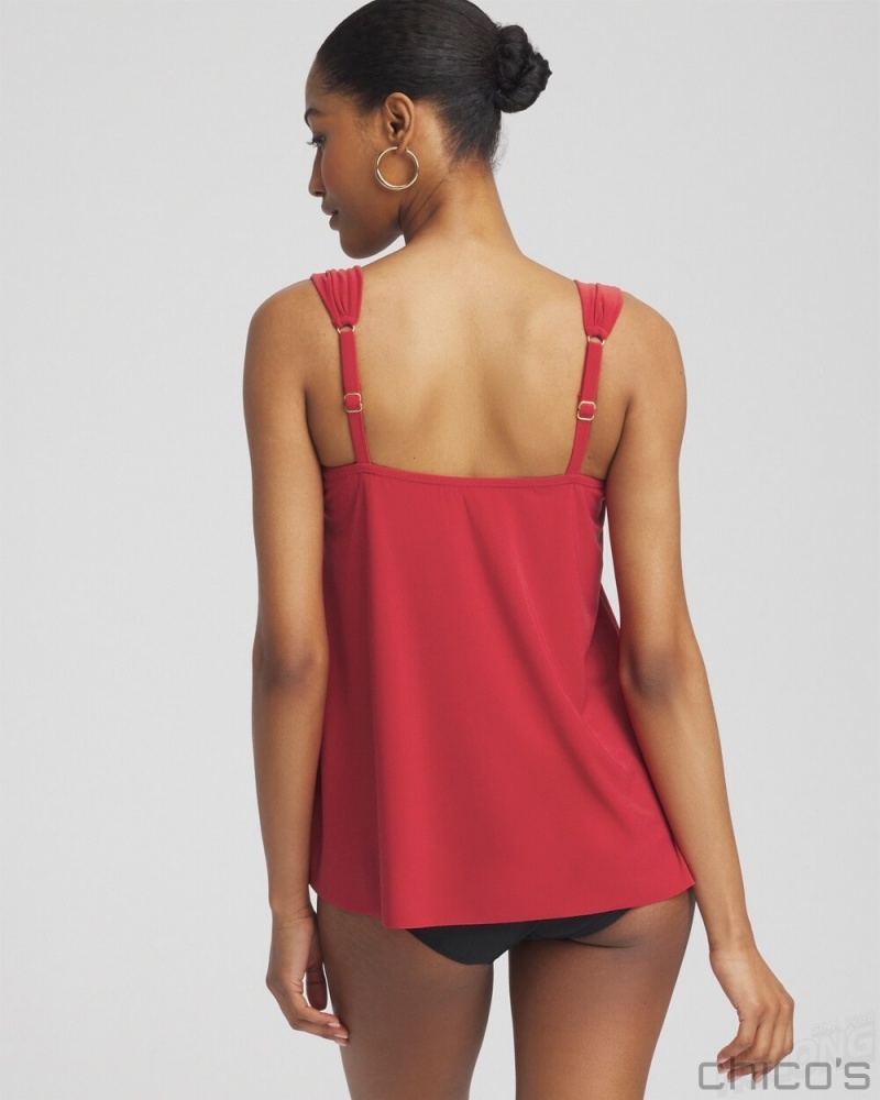 Chico's Miraclesuit Razzle Dazzle Tankini Top Swim Red | 154-RLVUHI