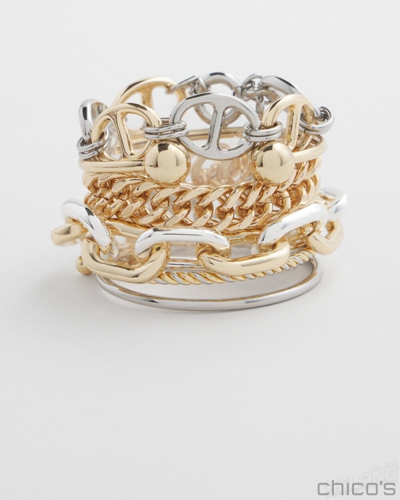 Chico's Mixed Metal Cuff Bracelet Bracelets Mixed Metals | 439-YGDEZX