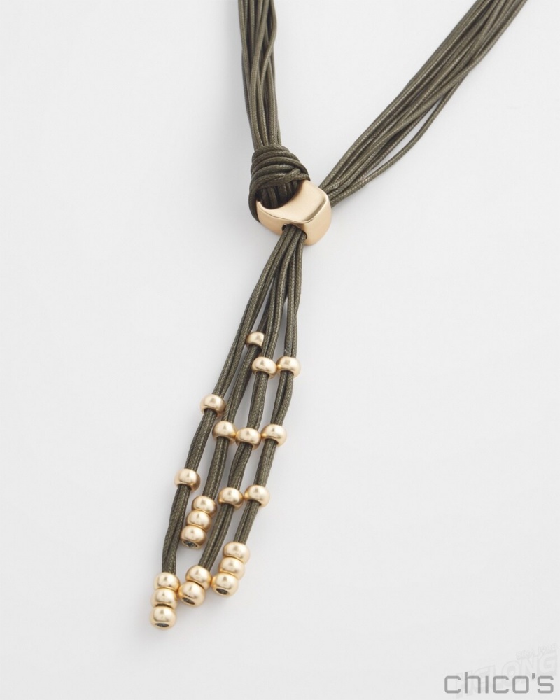 Chico's Multistrand Tassel Y-Necklace Necklaces Olive | 914-FSPCAD