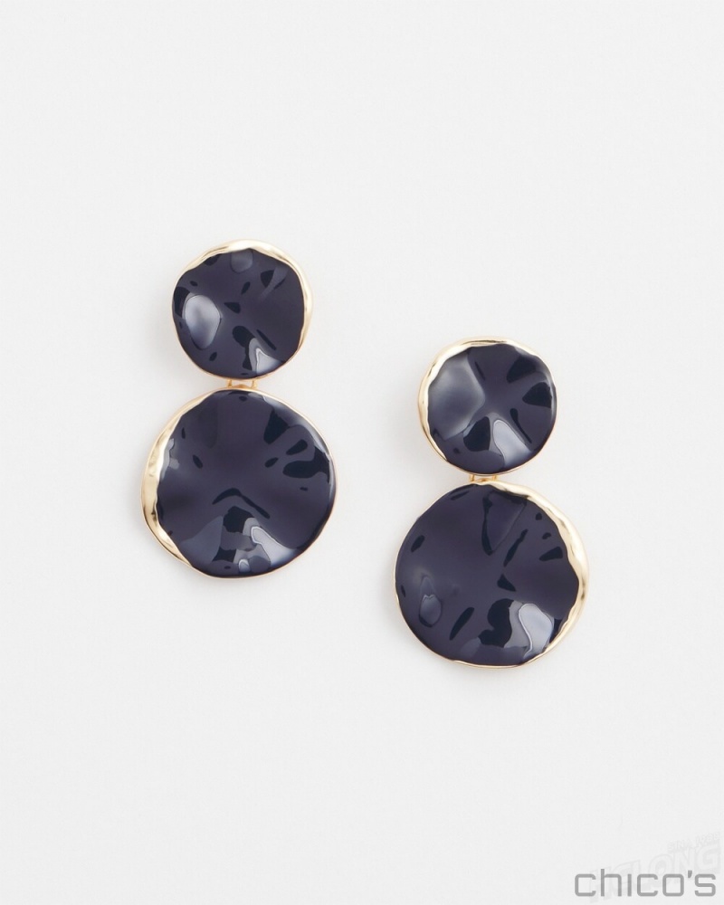 Chico\'s Navy Round Drop Earrings Earrings Navy | 429-VRIAOW