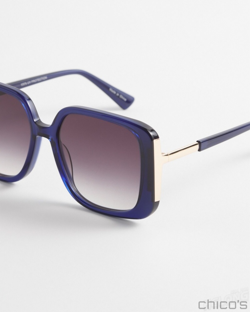 Chico's Navy Square Sunglasses Eyewear Classic Navy | 738-YOFPQE