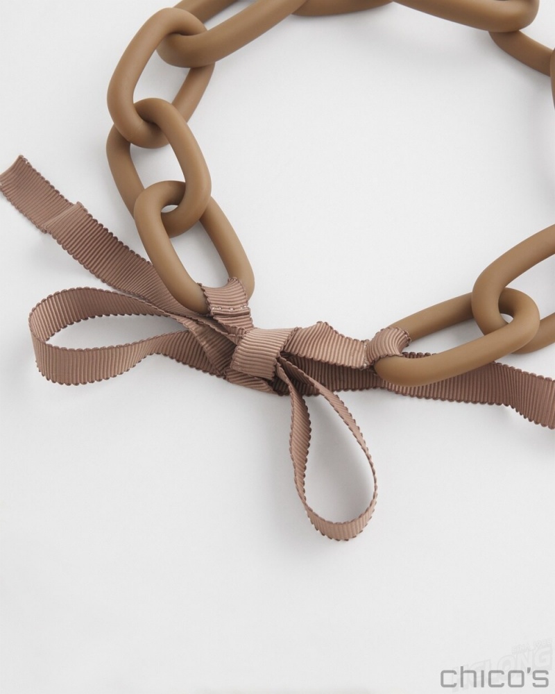 Chico's Neutral Links Necklace Necklaces Smokey Taupe | 792-TGEFXD