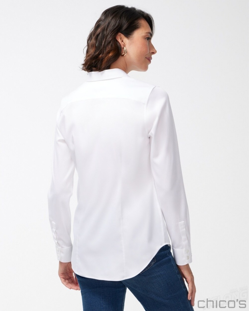 Chico's No-Iron Fitted Stretch Shirt Blouses & Shirts Optic White | 469-REMIBF