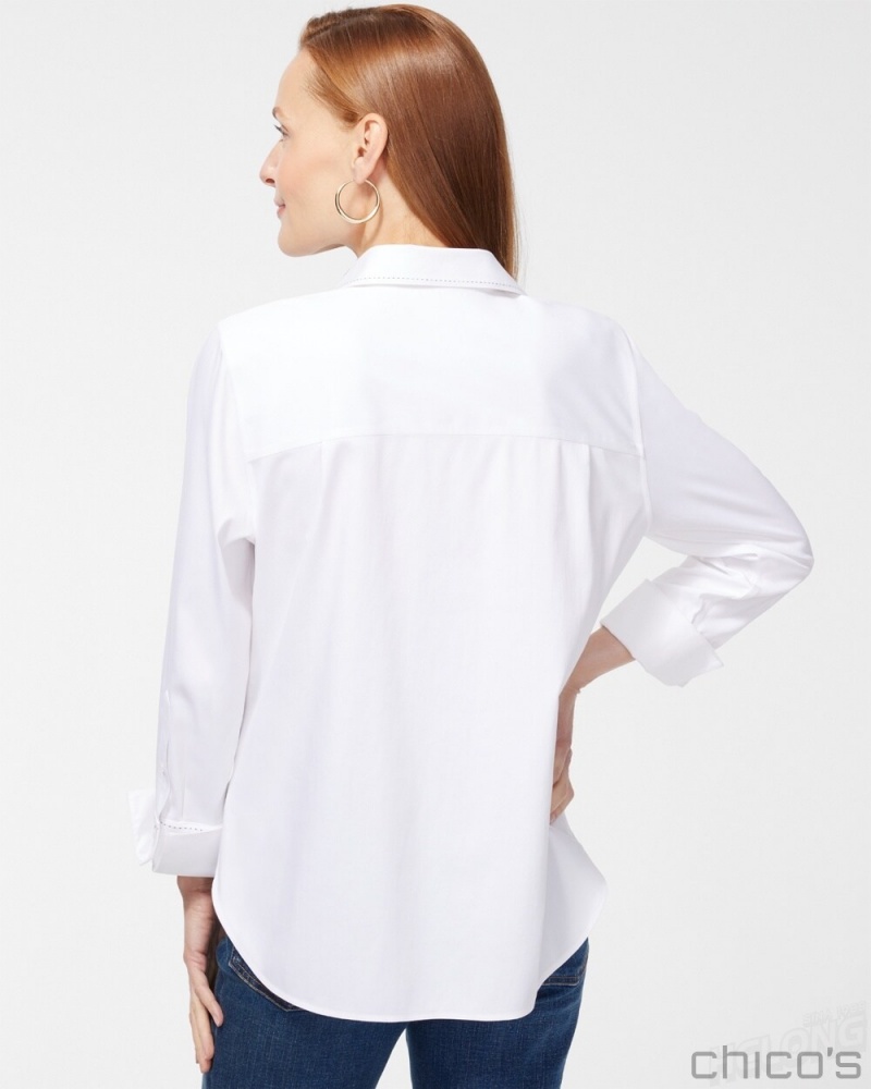 Chico's No-Iron Stretch Shirt Blouses & Shirts Optic White | 527-AMHOUL