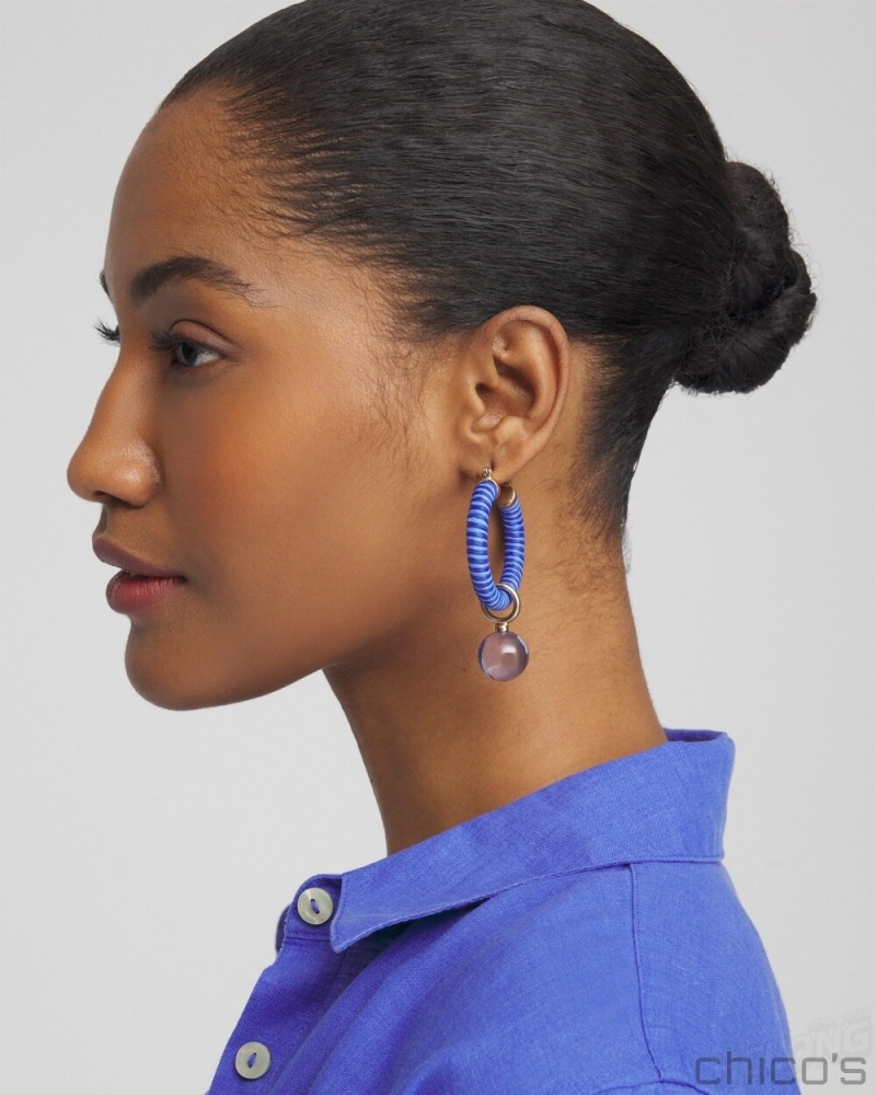 Chico's No Droop Convertible Blue Hoops Earrings Blue | 734-FOERZU