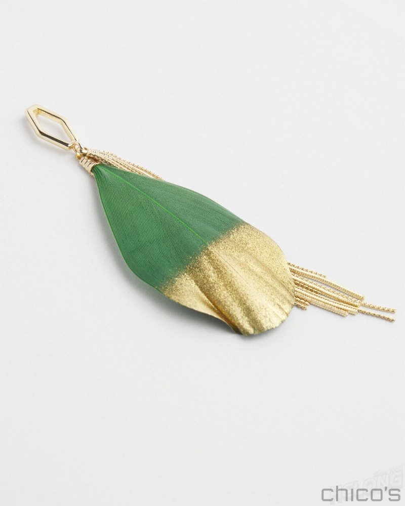 Chico's No Droop Green Fringe Earrings Earrings Verdant Green | 280-KHRLWI