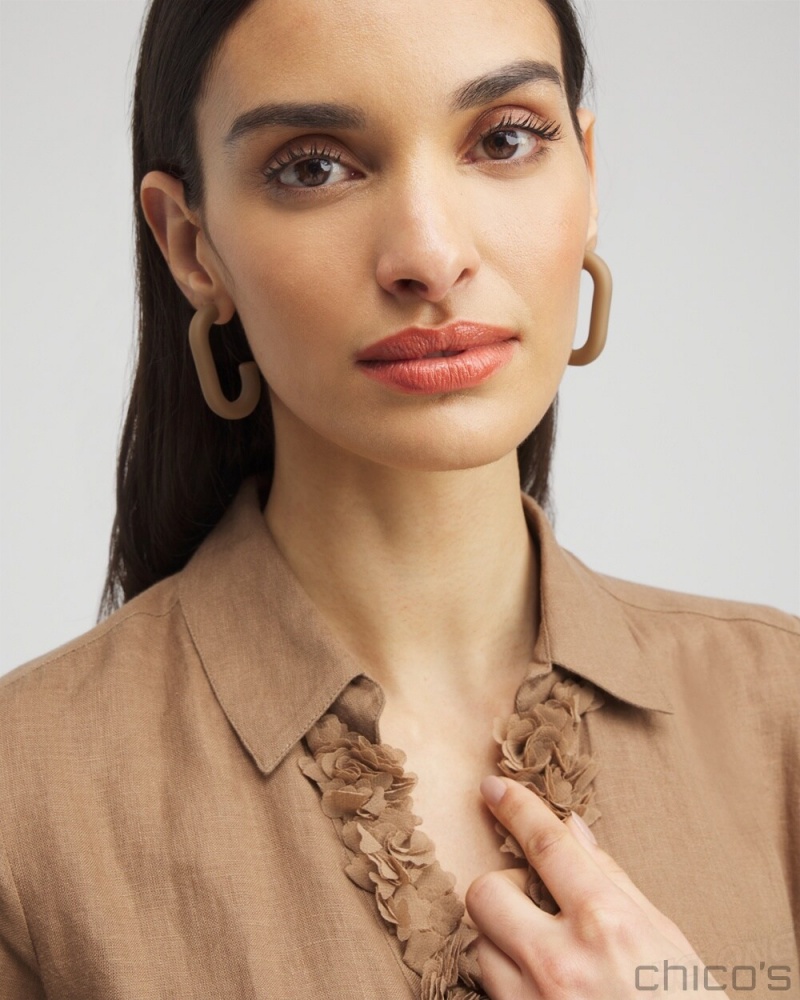 Chico's No Droop Neutral Hoops Earrings Smokey Taupe | 798-TLEXNB