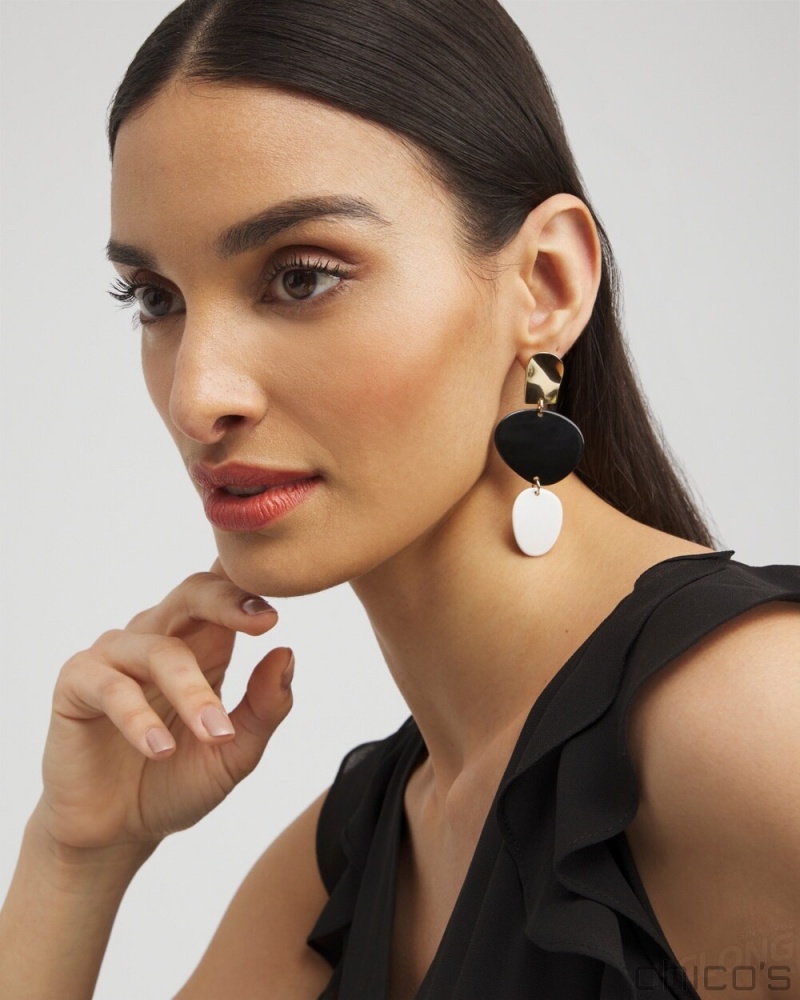 Chico's No Droop Two Tone Linear Earrings Earrings Black | 816-YJNMRC