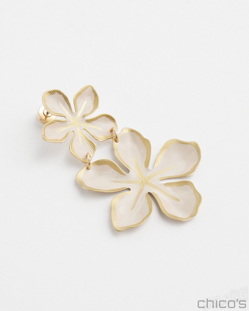 Chico's No Droop White Flower Earrings Earrings Alabaster | 058-BZKGMD