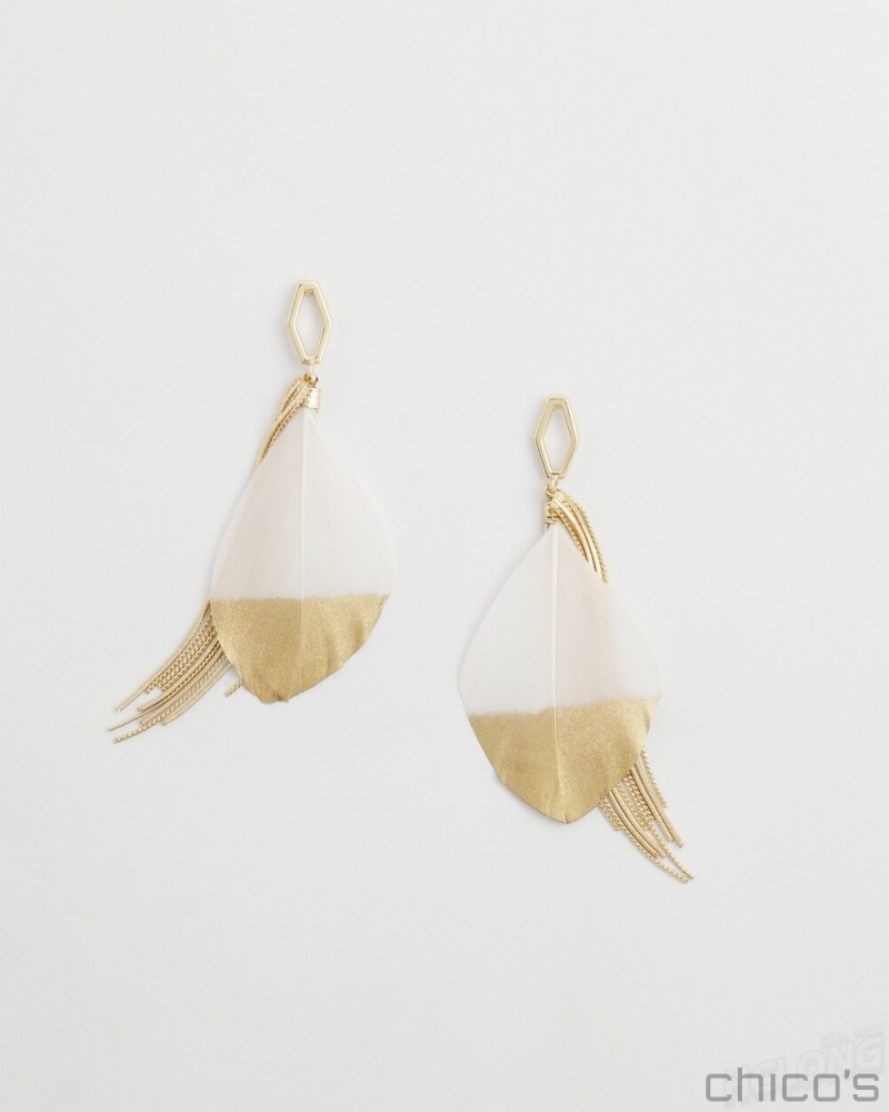 Chico\'s No Droop White Fringe Earrings Earrings Alabaster | 549-MCJDOV