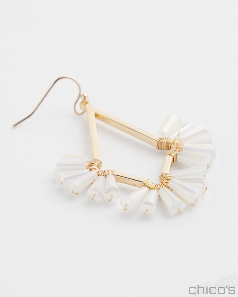 Chico's No Droop White Glass Bead Earrings Earrings White | 764-TPJKSG