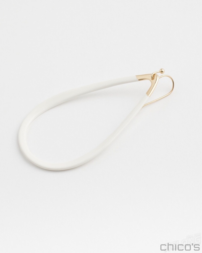 Chico's No Droop White Hoops Earrings White | 254-SDYMPT