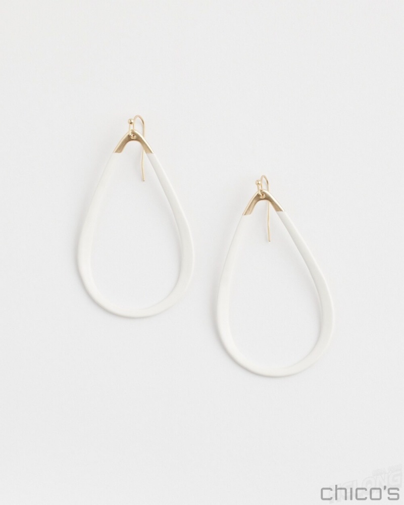 Chico\'s No Droop White Hoops Earrings White | 254-SDYMPT