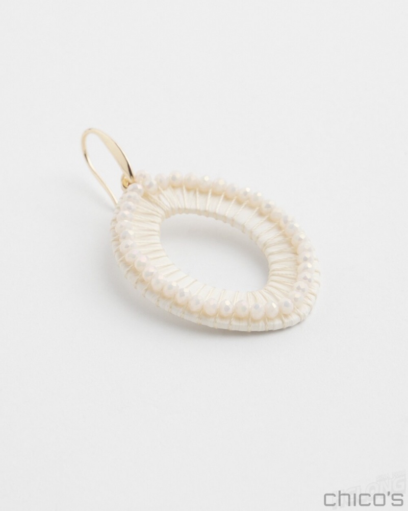 Chico's No Droop White Navette Earrings Earrings Alabaster | 247-QPIJEC