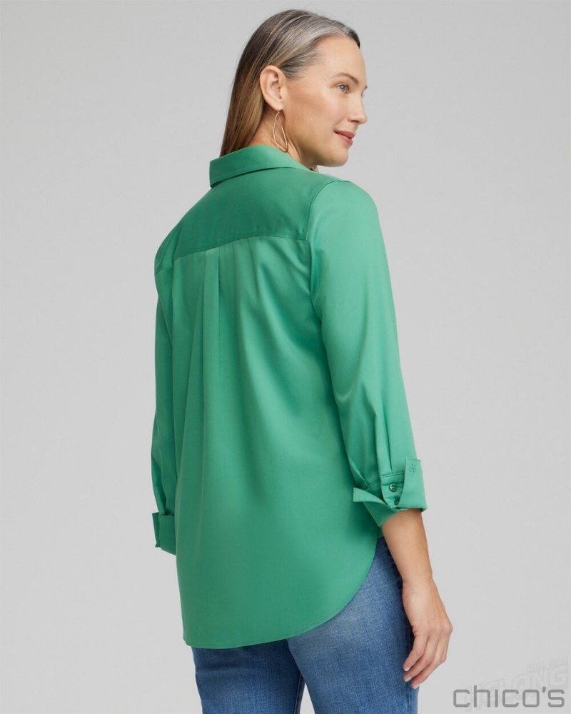 Chico's No Iron 3/4 Sleeve Shirt Blouses & Shirts Golden Hour | 167-WLYGJC