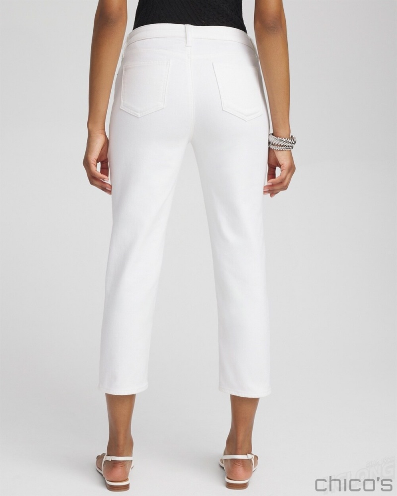 Chico's No Stain Girlfriend Cropped Jeans Jeans & Denim Alabaster | 710-YJZPFC