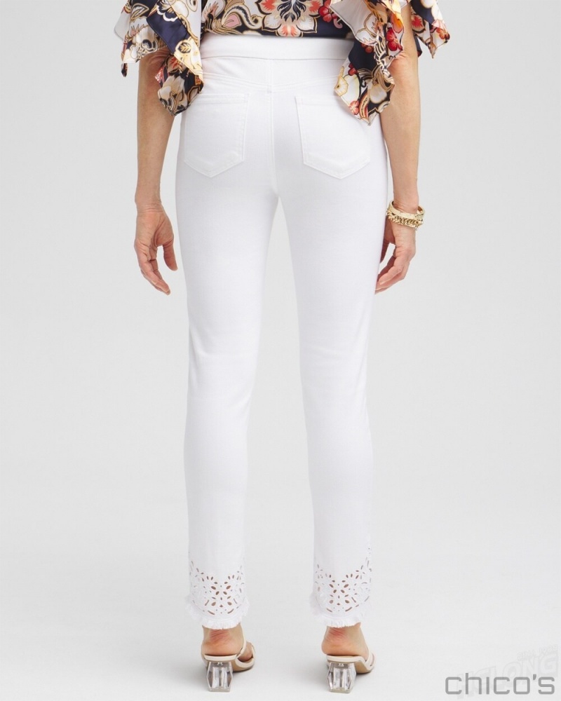 Chico's No Stain Tulip Hem Pull-on Ankle Jeggings Jeans & Denim Alabaster | 653-XOWGNZ