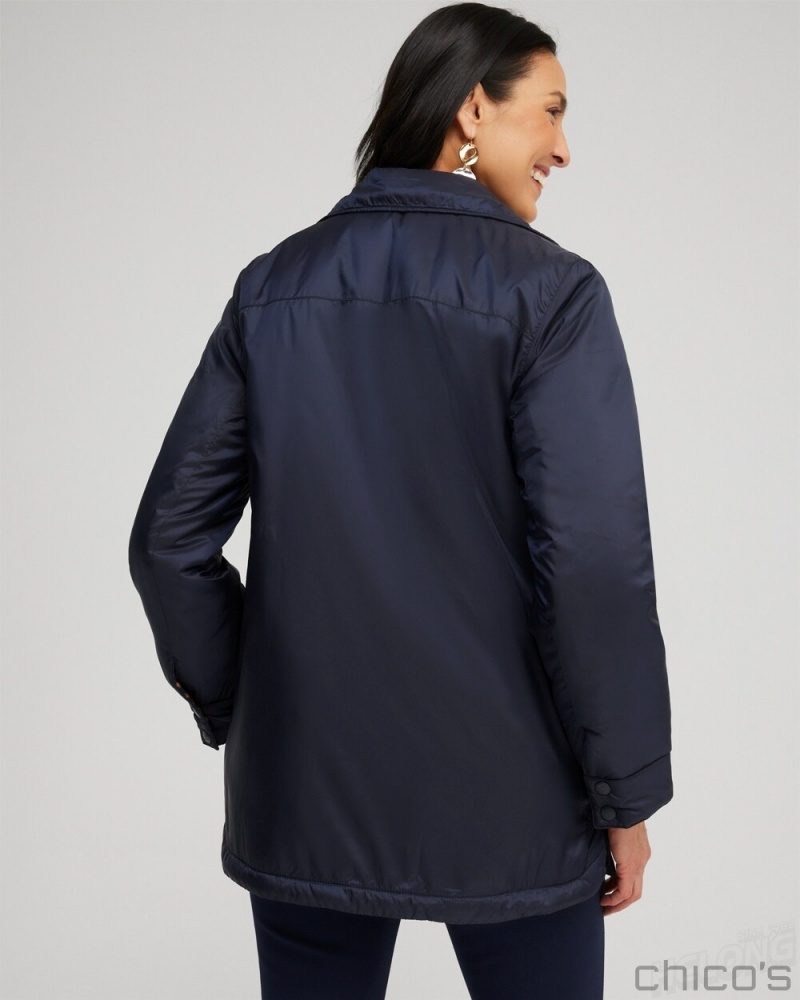 Chico's Nylon Jacket Jackets & Coats Classic Navy | 398-NWYJBM