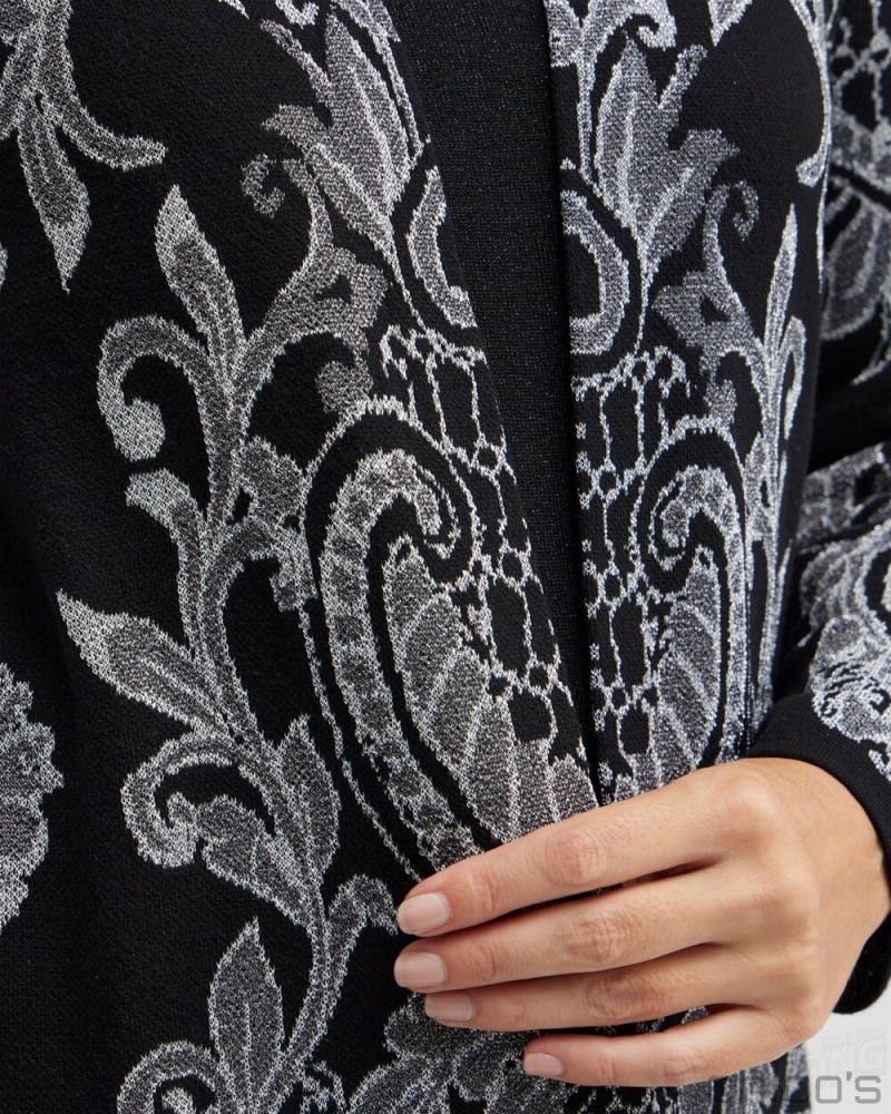 Chico's Paisley Lurex Cardigan Sweater Sweaters Black | 135-PGCWTR