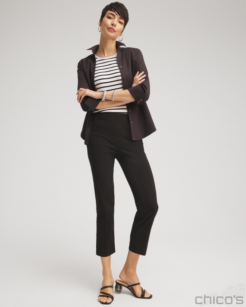 Chico's Petite Brigitte Slim Cropped Pants Pants Black | 745-XVCNTQ