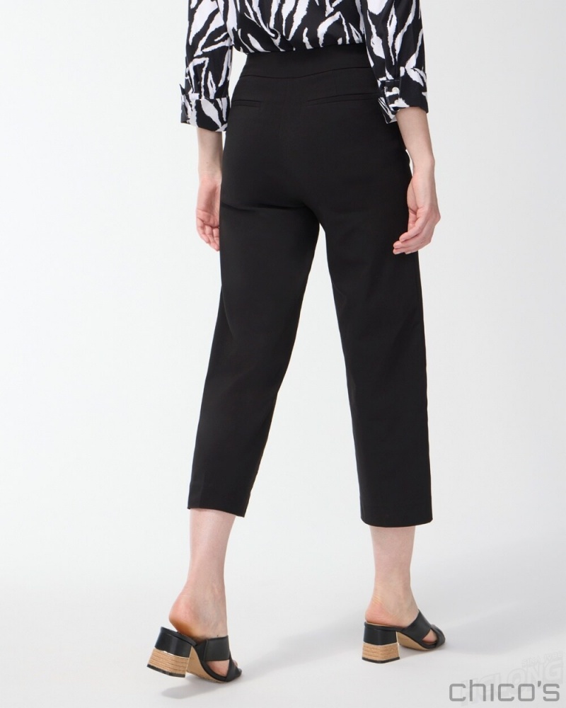 Chico's Petite Brigitte Wide Leg Cropped Pants Pants Black | 431-YAPOBR