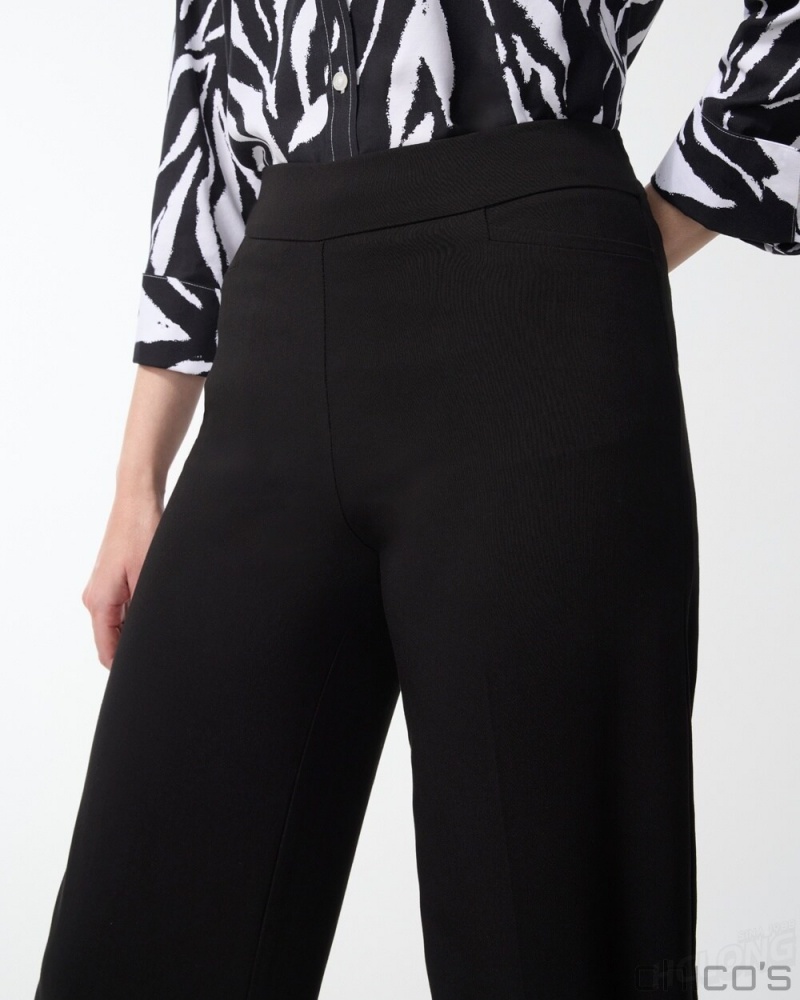 Chico's Petite Brigitte Wide Leg Cropped Pants Pants Black | 431-YAPOBR