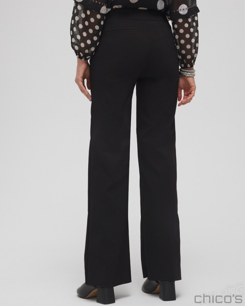 Chico's Petite Brigitte Wide Leg Pants Pants Black | 518-WUJMVP