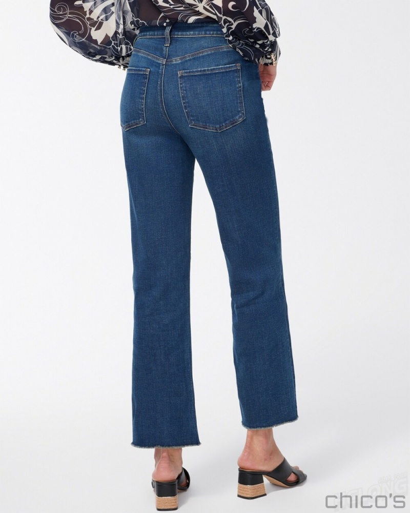 Chico's Petite High Rise Straight Leg Jeans Jeans & Denim Stormy Seas Indigo | 701-HDRVOU