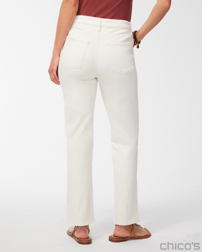 Chico's Petite High Rise Straight Leg Jeans Jeans & Denim Sea Salt | 683-OYDVLG