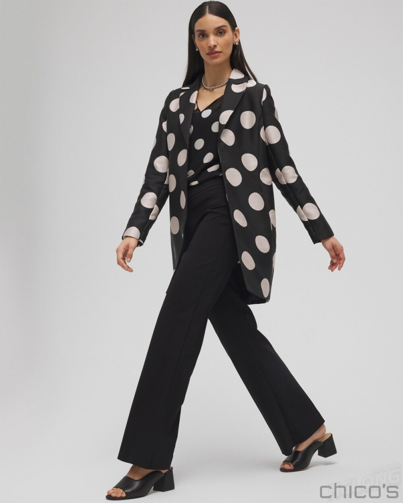 Chico's Petite Polka Dot Jacquard Topper Jackets Black | 680-OLGJWH