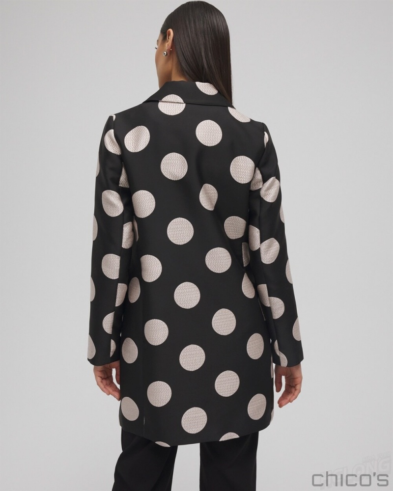 Chico's Petite Polka Dot Jacquard Topper Jackets Black | 680-OLGJWH