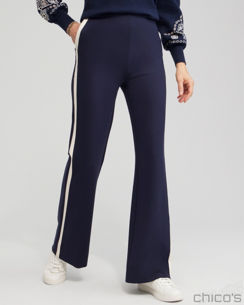 Chico's Petite Ponte Side Stripe Flare Pants Pants Air/Carbon | 061-VAOHKF