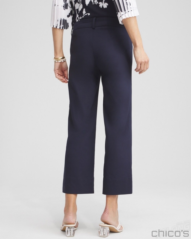 Chico's Petite Trapunto Cropped Pants Pants Black | 280-VSAJZI