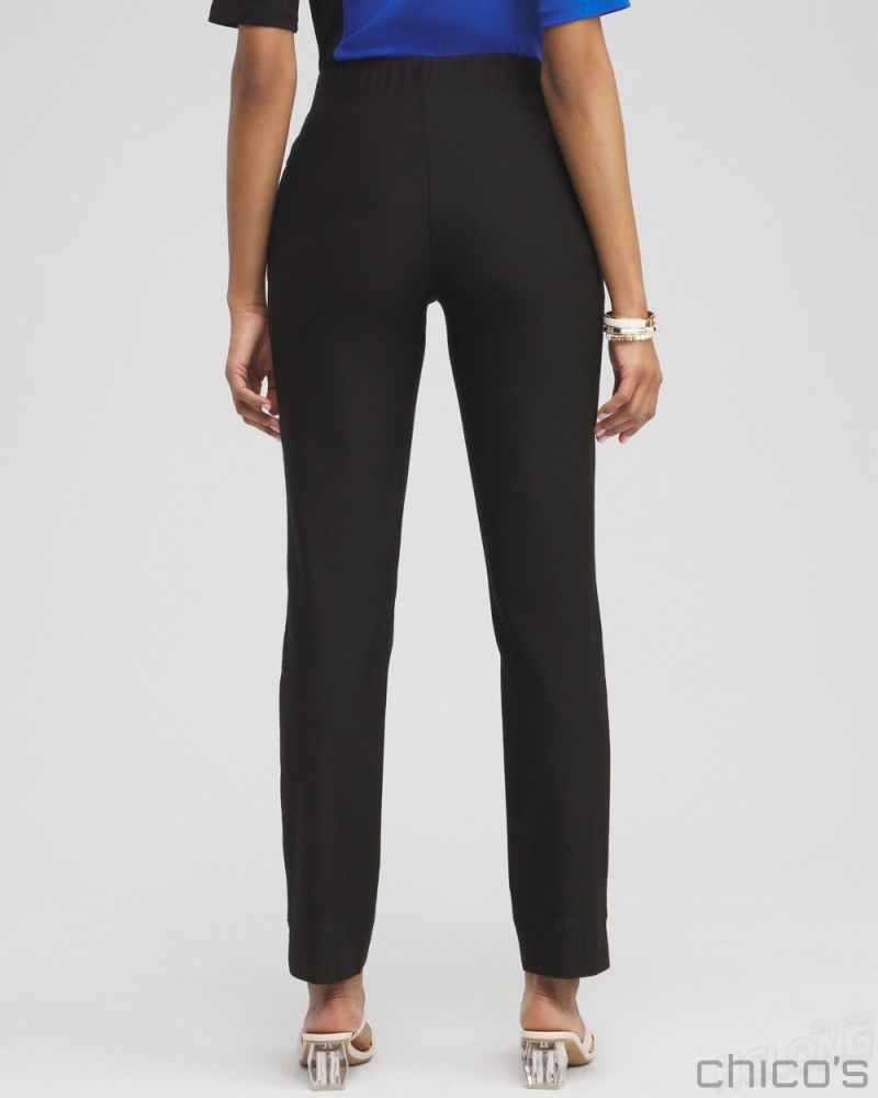 Chico's Petite Travelers Collection Crepe Cropped Pants Pants Travelers Black | 301-SGKQJY