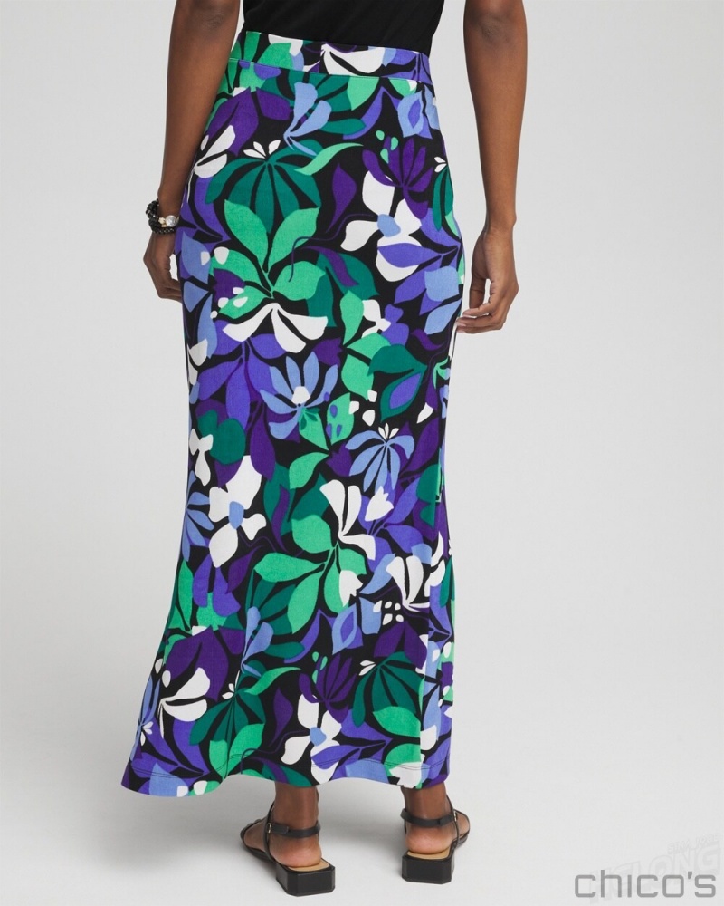 Chico's Petite Travelers Floral Maxi Skirt gives Dresses & Skirts Purple Nightshade | 612-RDBVMK