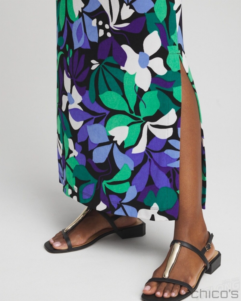 Chico's Petite Travelers Floral Maxi Skirt gives Dresses & Skirts Purple Nightshade | 612-RDBVMK