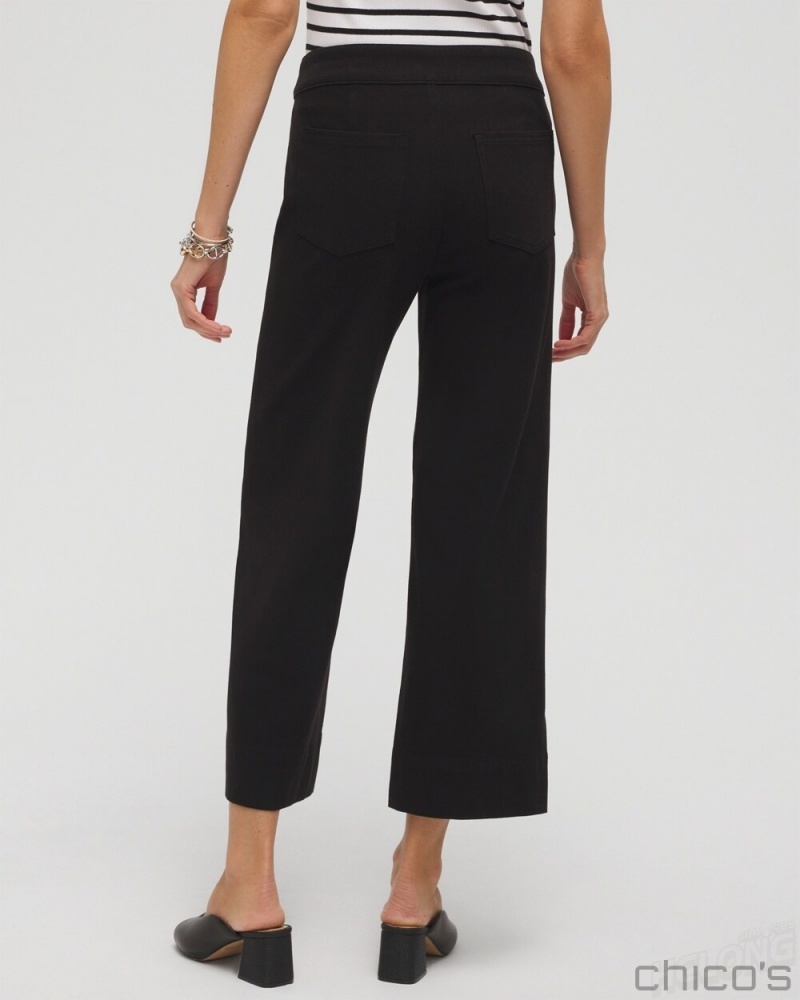 Chico's Petite Travelers Pull On Cropped Jeans Jeans & Denim Black | 218-CIEDWN