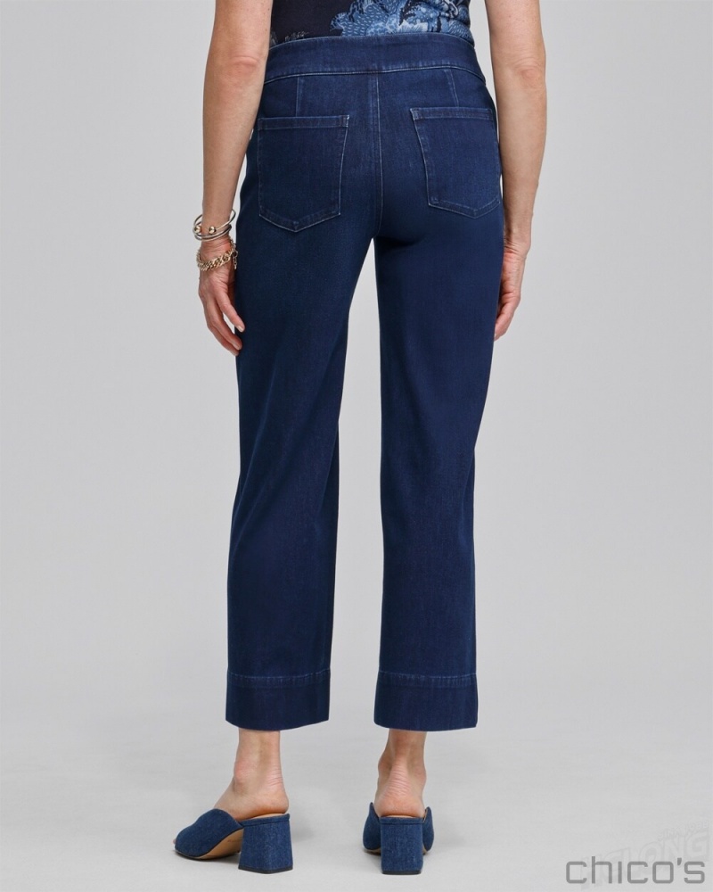 Chico's Petite Travelers Pull On Cropped Jeans Jeans & Denim Skyway Indigo | 915-AUXLVR