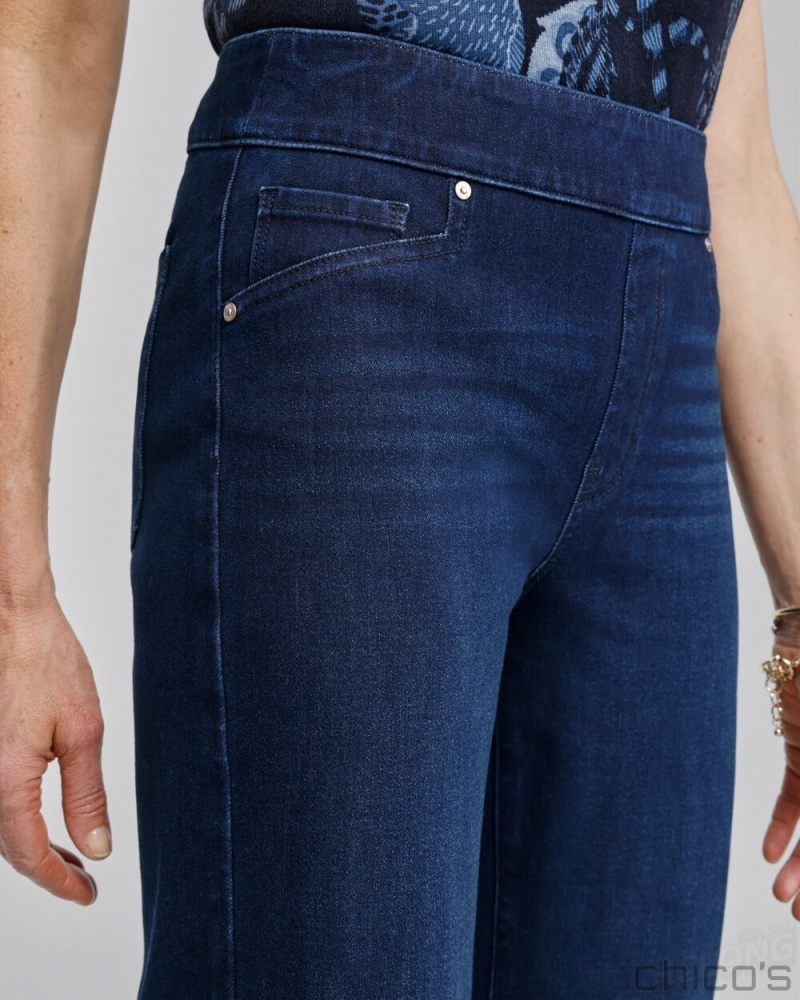 Chico's Petite Travelers Pull On Cropped Jeans Jeans & Denim Skyway Indigo | 915-AUXLVR