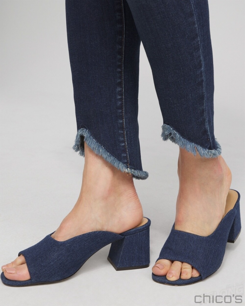 Chico's Petite Tulip Hem Pull-on Ankle Jeggings Pants Inverness Indigo | 038-XNBFMY