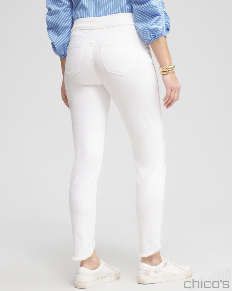 Chico's Petite Tulip Hem Pull-on Ankle Jeggings Pants Alabaster | 596-TODAVR