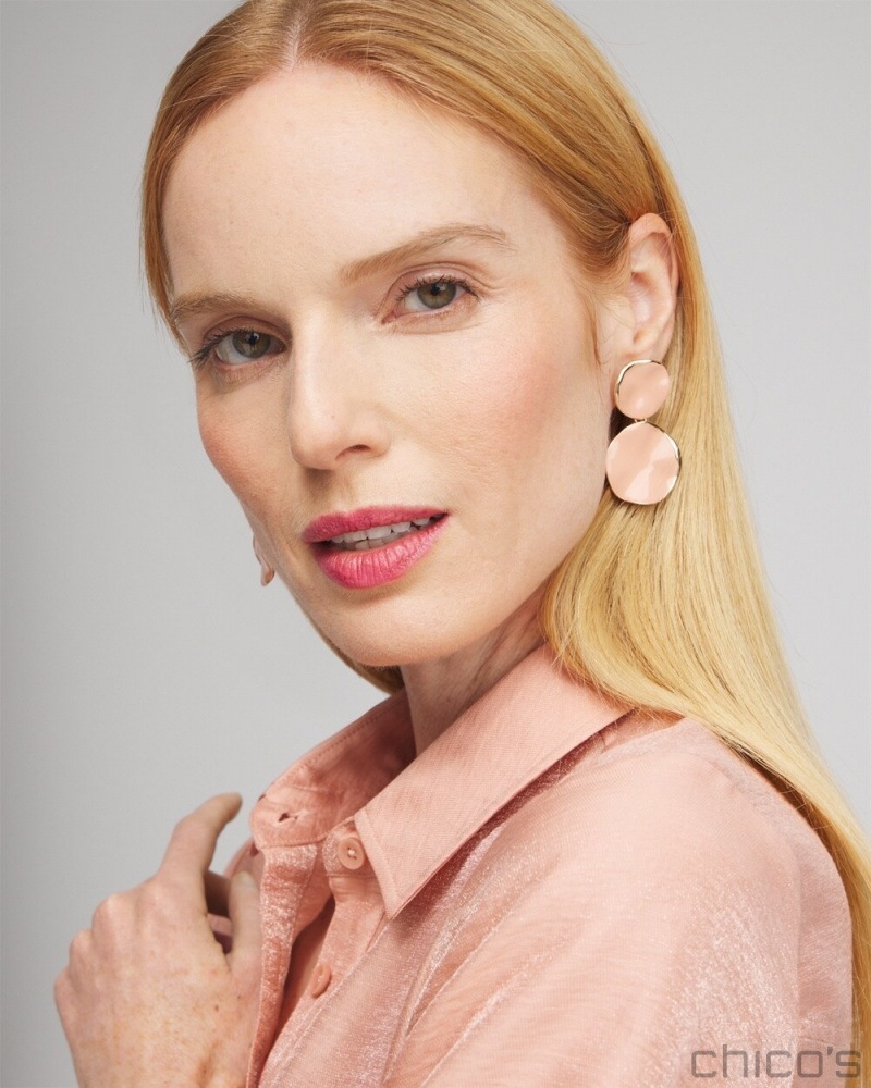 Chico's Pink Round Drop Earrings Earrings Pink Clay | 472-FRXIAO