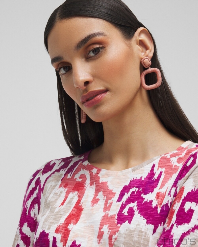 Chico's Pink Square Hoops Earrings Pink Clay | 826-FAQUEB