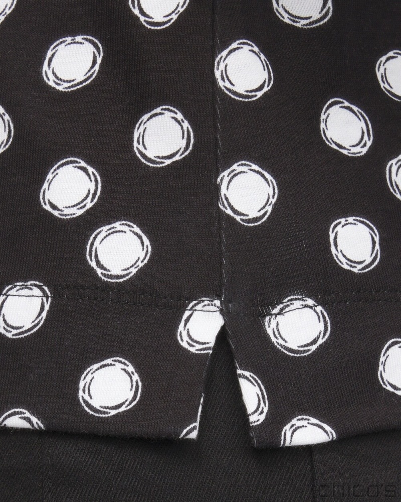 Chico's Polka Dot Everyday Elbow Sleeve Tee Tees & Tanks Black | 408-FKZOLJ