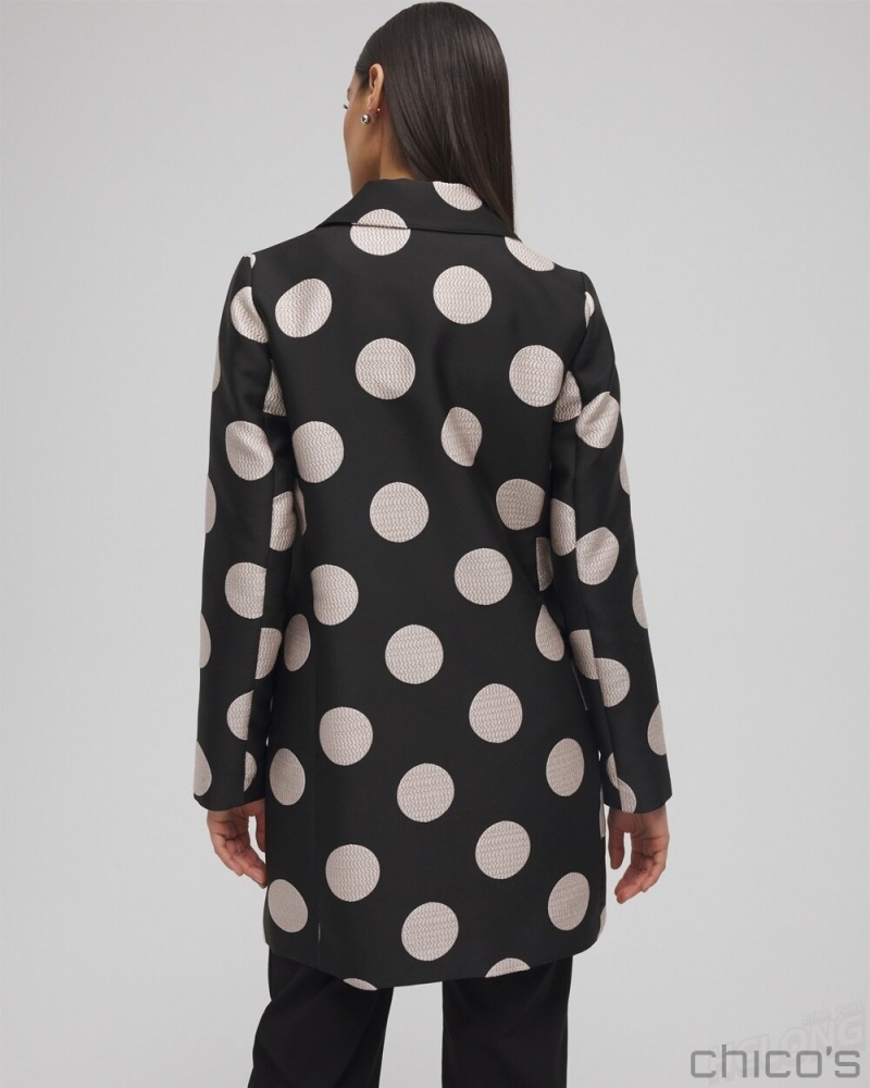 Chico's Polka Dot Jacquard Topper Jackets & Coats Black | 679-NQEUKX