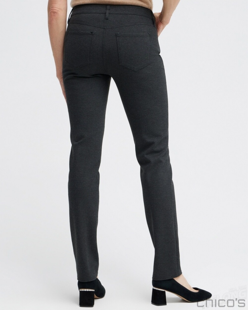 Chico's Ponte 5-Pocket Slim Pants Pants Graphite Heather Gray | 574-LWZFXK