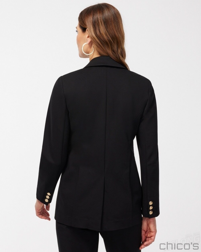 Chico's Ponte Blazer Jackets & Coats Black | 697-RGBDLN